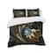Designart 'Brown Blue Fractal Flower in Black' Modern & Contemporary Bedding Set - Duvet Cover & Shams